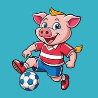 Playful Pig Enjoying a Game of Soccer in Cartoon Style vector