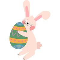 Bunny holding an easter eggs. Spring activities holiday. Happy Easter. vector