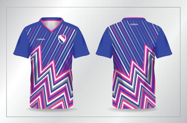 zig zag abstract blue and pink background pattern for sport jersey football and soccer shirt template