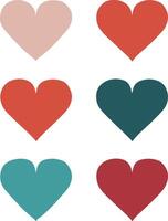 Set of red hearts in different pose. Collection of heart illustration with different style. vector