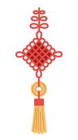 Chinese traditional lucky knot. Lunar new year element, flat style. White background. vector