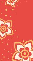 Red vertical background with flowers and dots. Template for Chinese New Year and other holidays. vector