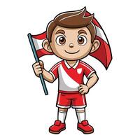 Cheerful Boy Soccer Team Proudly Displaying Indonesia's Flag in Unity vector