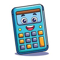 Cute Calculator Character with a Sweet Smile and Winking Eye vector