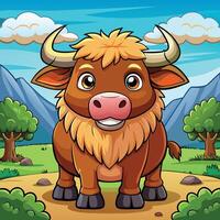Adorable Cartoon Icon of a Buffalo Ox with a Playful Expression vector