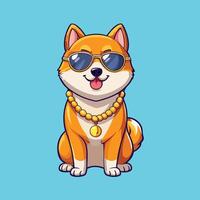Adorable Shiba Inu Adorned with Eyeglasses and Collar vector