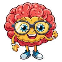 Intelligent Brain with Eyeglasses A Cartoon Icon of Knowledge and Wit vector