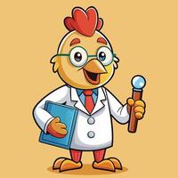 Curious Chicken Scientist Investigates with Lab Equipment vector