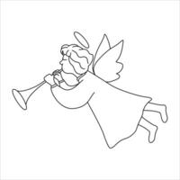 Linear Illustration Of Angel Figurine With Trumpet vector