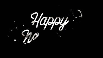 Happy New Year Text Animation with Alpha Channel. Beautiful Calligraphy on a Transparent Background. video