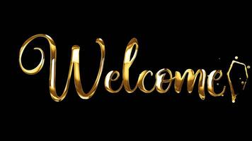 Welcome animation in gold color with alpha matte on a transparent background. Luxury welcome text animation is perfect for an opening something animation or for a welcome greeting on your . video