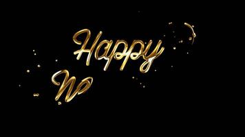 Happy New Year Text Animation with Alpha Channel. Beautiful Calligraphy on a Transparent Background. video