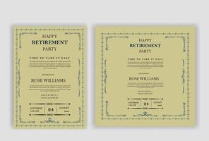 Set of retirement party invitation, square banner, instagram story and a4 poster,illustration design bundle template vector