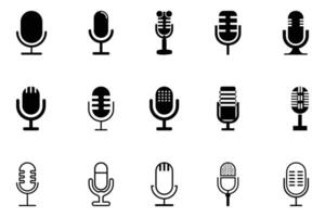 Microphones design collection. Set of microphone icons. vector