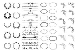 Vintage calligraphic elements. Decorative frames, flourish dividers, borders. vector