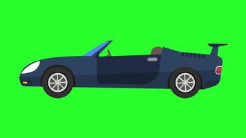 Cabriolet Car Animation 2d , Cartoon Car Green Screen Background 4K , Motion graphics seamless loop animated video