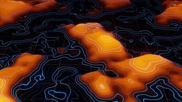 Seamless loop animation of a digital scan of a topographic map. Digital topographic landscape video