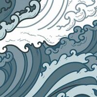 Pattern with waves and clouds vector