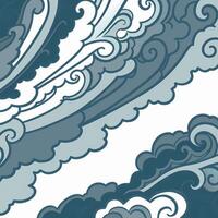 Grey pattern with waves and clouds vector