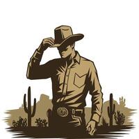 Cowboy in the desert illustration vector