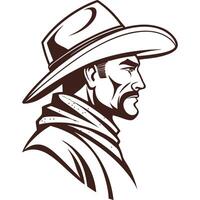 A cowboy in a hat and mustache vector