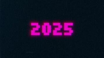 Digital Glitch Text Pixel Animation for Happy New Year 2025 video