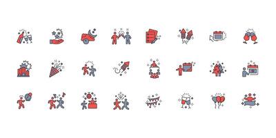 New year icon set..Editable stroke.linear style sign for use web design,logo.Symbol illustration. vector