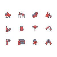 Wine icon set..Editable stroke.linear style sign for use web design,logo.Symbol illustration. vector