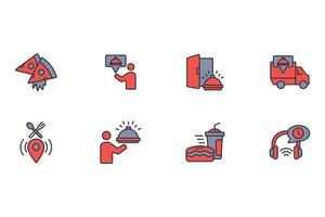 Food delivery icon set..Editable stroke.linear style sign for use web design,logo.Symbol illustration. vector