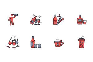 Drinks icon set..Editable stroke.linear style sign for use web design,logo.Symbol illustration. vector