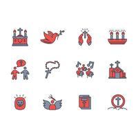 Christianity icon set..Editable stroke.linear style sign for use web design,logo.Symbol illustration. vector