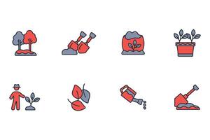 Gardening icon set..Editable stroke.linear style sign for use web design,logo.Symbol illustration. vector