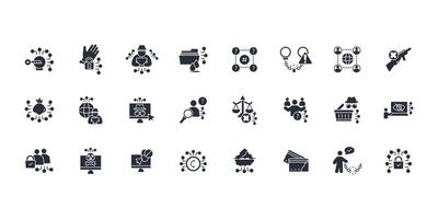 Dark web icon set..Editable stroke.linear style sign for use web design,logo.Symbol illustration. vector