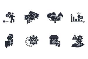 Business failure icon set..Editable stroke.linear style sign for use web design,logo.Symbol illustration. vector