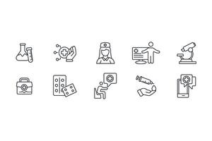 Healthcare and medical icon set..Editable stroke.linear style sign for use web design,logo.Symbol illustration. vector