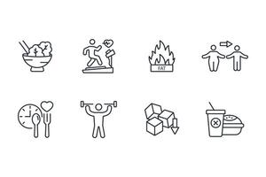 Weight loss icon set..Editable stroke.linear style sign for use web design,logo.Symbol illustration. vector