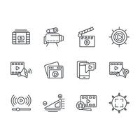 media icon set..Editable stroke.linear style sign for use web design,logo.Symbol illustration. vector