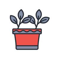 potted plant icon. .Editable stroke.linear style sign for use web design,logo.Symbol illustration. vector