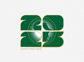 Abstract numbers 2025 with flag of African Union. vector