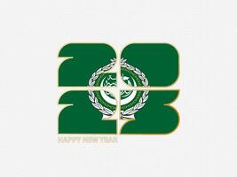 Abstract numbers 2025 with flag of Arab League. vector