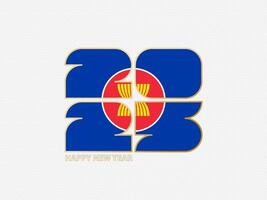 Abstract numbers 2025 with flag of ASEAN. vector