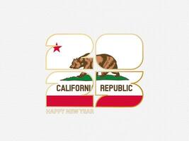 Abstract numbers 2025 with flag of California. vector