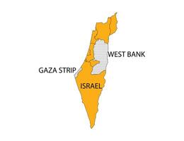 Israel, gaza, west bank map, illustration. vector