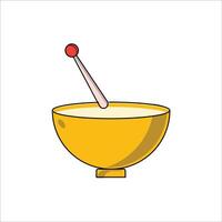 a bowl with a stick and a spoon vector