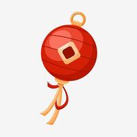 Flat illustration chinese new year lantern with beautifull red color vector