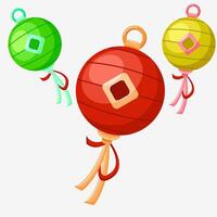 Set illustration chinese new year lantern with smooth colors vector