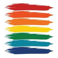 Colorful Rainbow Brush Strokes on White Background. vector