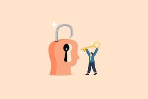 Unlocking the Power of the Mind. Work and Employment padlock, lock, unlock illustration vector