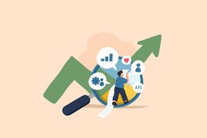 Data Analytics Illustration. Businessman Analyzing Growth Graph with vector