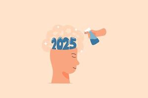 Nurturing a Vision for 2025. Symbolizing Growth, Planning, and Aspirations for The Future, Nurtured by Positive Actions. vector